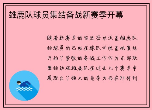 雄鹿队球员集结备战新赛季开幕